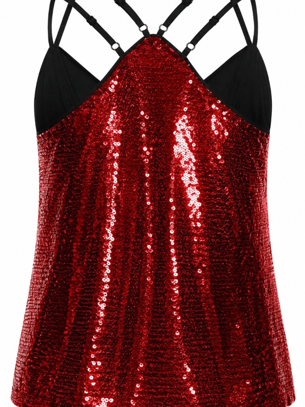 City Chic Red Sequin Racerback Cami Top Size 22 XL Party Holiday - Picture 4 of 12